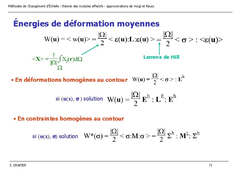 Méthodes de Changement d’Échelle : théorie des modules effectifs - approximations de Voigt et