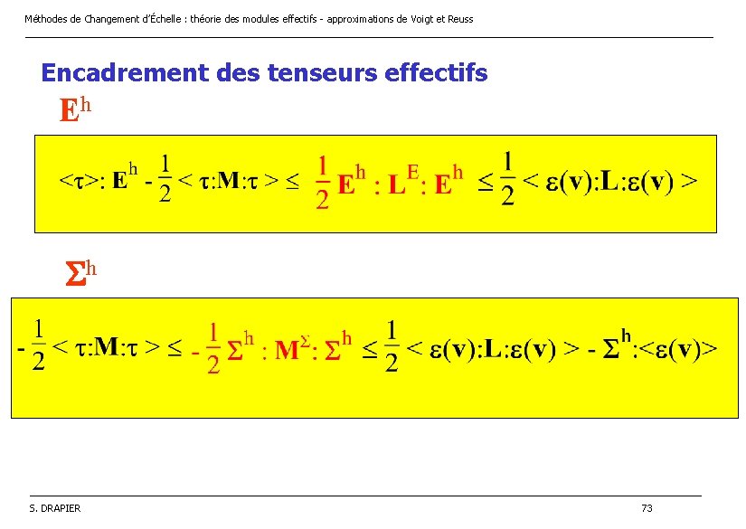 Méthodes de Changement d’Échelle : théorie des modules effectifs - approximations de Voigt et