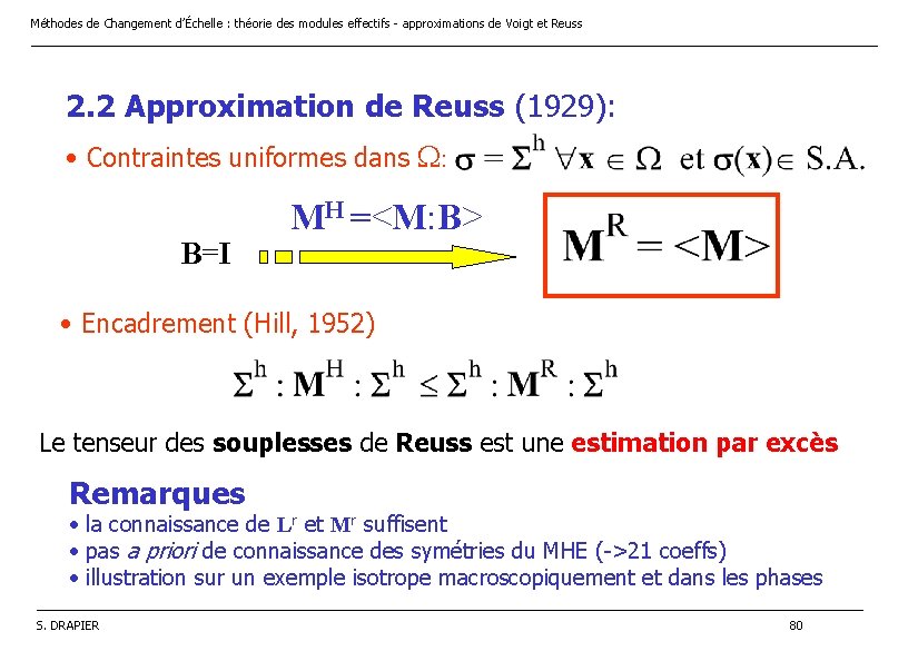 Méthodes de Changement d’Échelle : théorie des modules effectifs - approximations de Voigt et