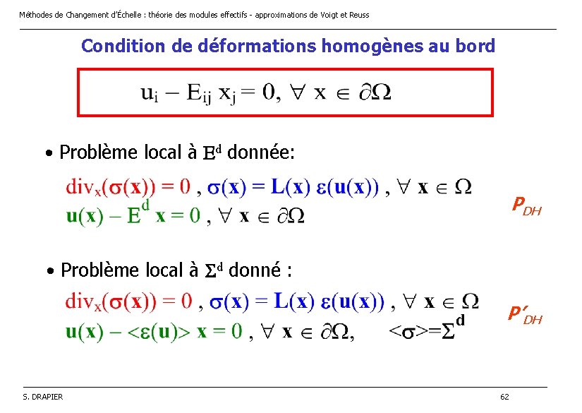 Méthodes de Changement d’Échelle : théorie des modules effectifs - approximations de Voigt et