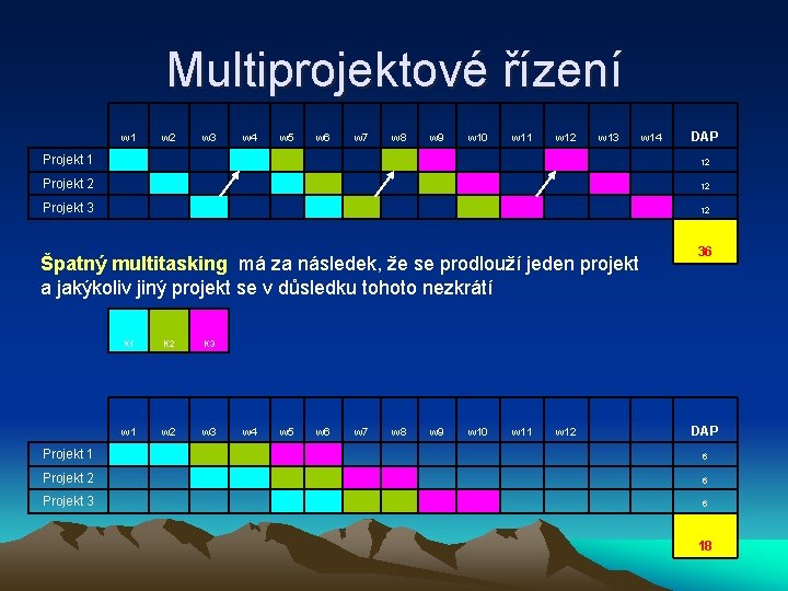 Multiprojektové řízení w 1 w 2 w 3 w 4 w 5 w 6