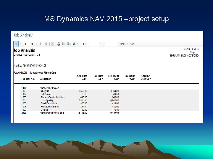 MS Dynamics NAV 2015 –project setup 