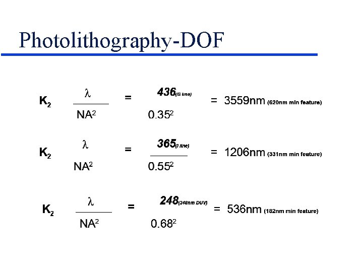Photolithography-DOF Photolithography-DOF