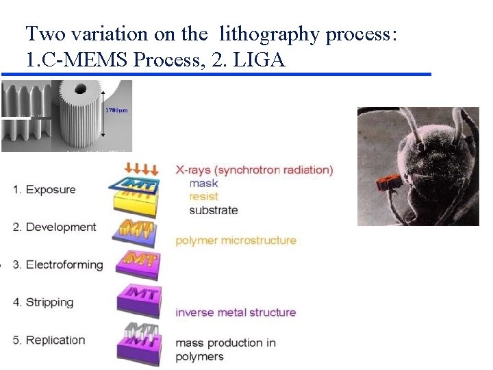 Two variation on the lithography process: 1. C-MEMS Process, 2. LIGA Two variation on the lithography process: 1. C-MEMS Process, 2. LIGA