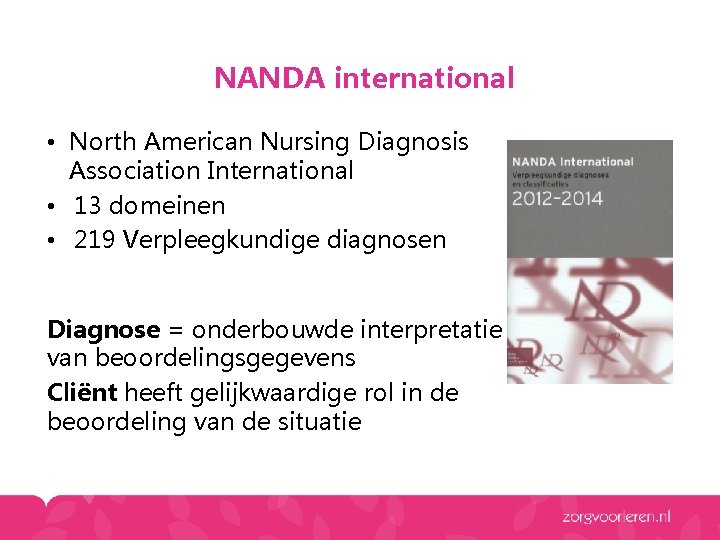NANDA international • North American Nursing Diagnosis Association International • 13 domeinen • 219 NANDA international • North American Nursing Diagnosis Association International • 13 domeinen • 219
