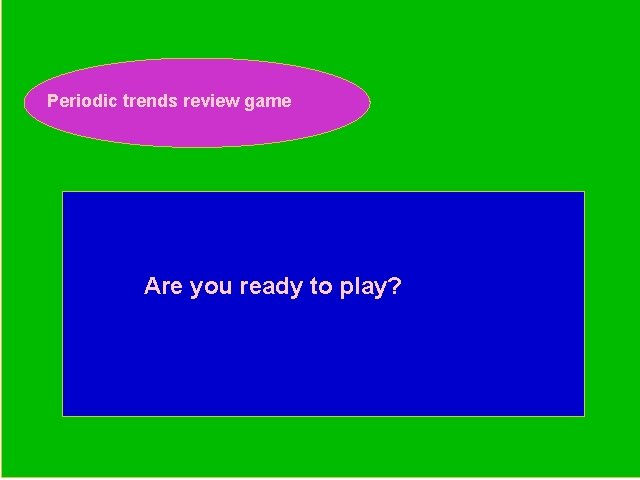 Periodic trends review game Periodic Trends Review Game Are you ready to play? 