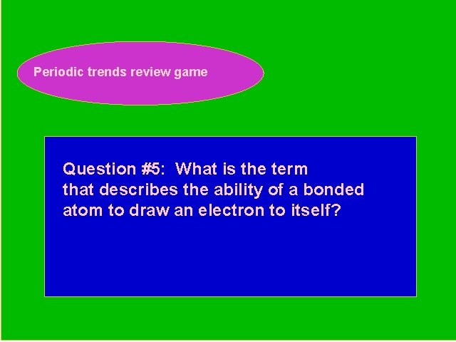 Periodic trends review game Periodic Trends Review Game Question #5: What is the term