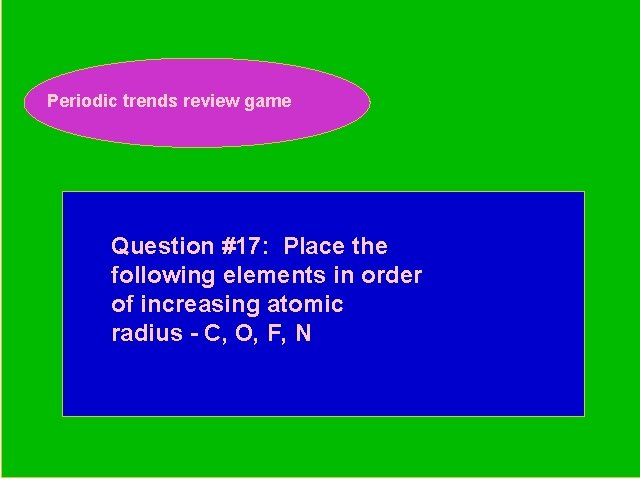 Periodic trends review game Periodic Trends Review Game Question #17: Place the following elements