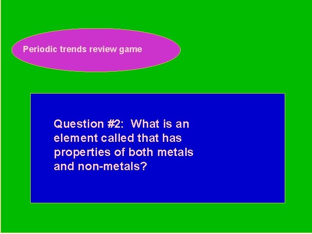 Periodic trends review game Periodic Trends Review Game Question #2: What is an element