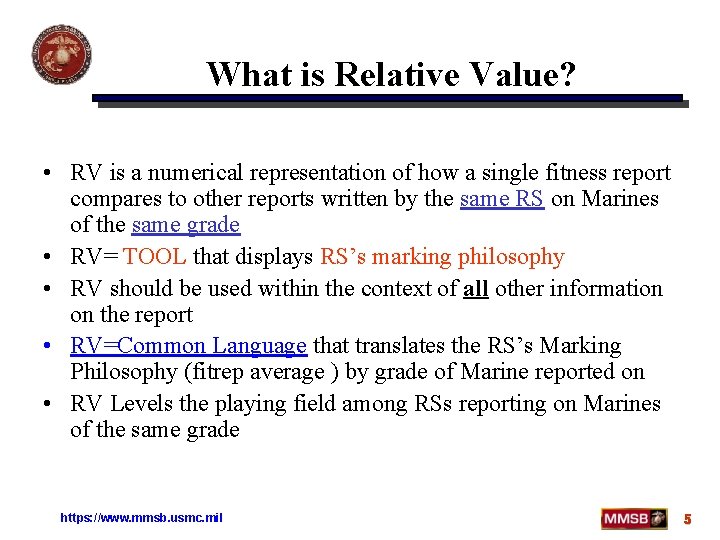 What is Relative Value? • RV is a numerical representation of how a single What is Relative Value? • RV is a numerical representation of how a single