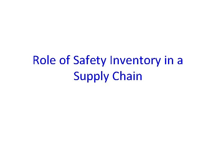 Role of Safety Inventory in a Supply Chain 