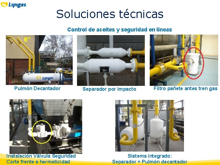 Soluciones técnicas Control de aceites y seguridad en líneas 6” Pulmón Decantador Instalación Válvula Soluciones técnicas Control de aceites y seguridad en líneas 6” Pulmón Decantador Instalación Válvula