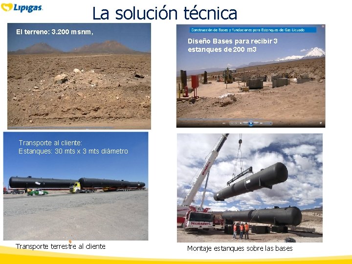 La solución técnica El terreno: 3. 200 msnm, Diseño Bases para recibir 3 estanques La solución técnica El terreno: 3. 200 msnm, Diseño Bases para recibir 3 estanques