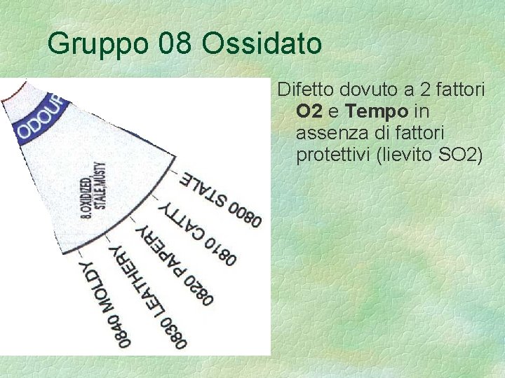 Gruppo 08 Ossidato Difetto dovuto a 2 fattori O 2 e Tempo in assenza