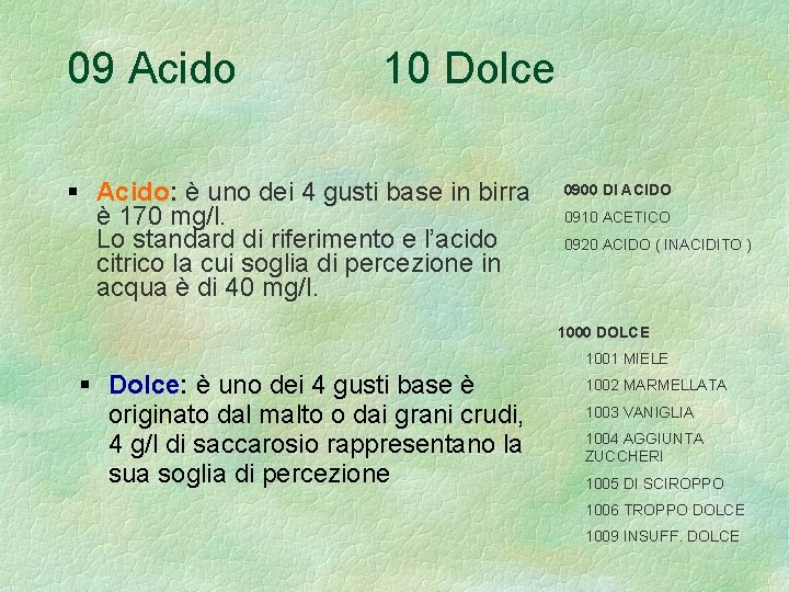 09 Acido 10 Dolce Acido: è uno dei 4 gusti base in birra è