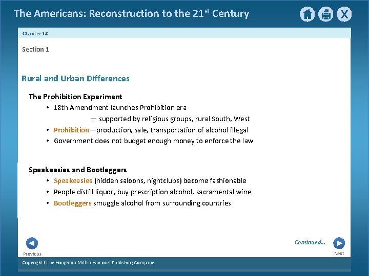 The Americans: Reconstruction to the 21 st Century Chapter 13 Section 1 Rural and