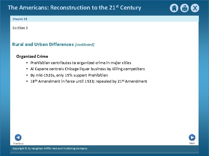The Americans: Reconstruction to the 21 st Century Chapter 13 Section 1 Rural and