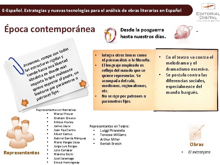 E-Español. Estrategias y nuevas tecnologías para el análisis de obras literarias en Español Época