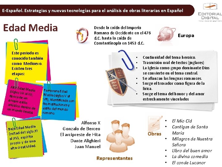 E-Español. Estrategias y nuevas tecnologías para el análisis de obras literarias en Español Edad