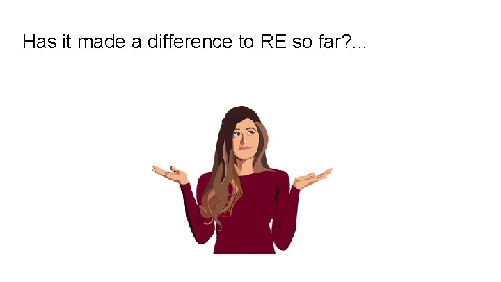Has it made a difference to RE so far? . . . 