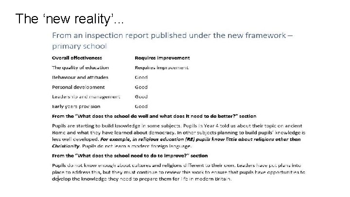 The ‘new reality’. . . 