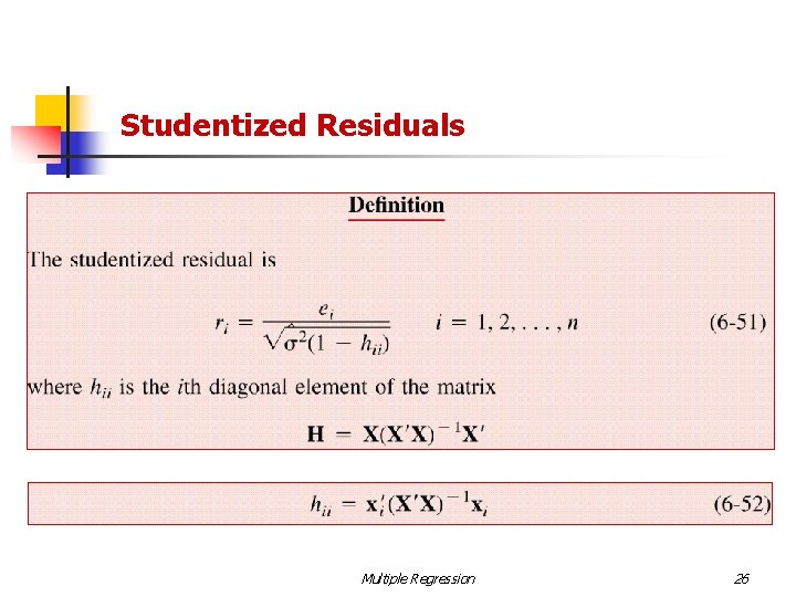 Studentized Residuals Multiple Regression 26 