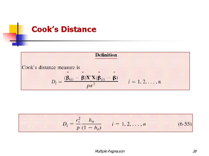 Cook’s Distance Multiple Regression 28 
