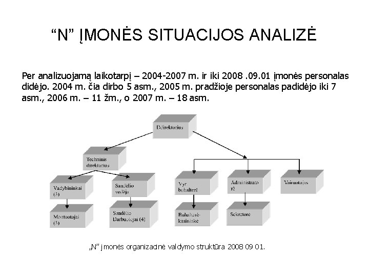 “N” ĮMONĖS SITUACIJOS ANALIZĖ Per analizuojamą laikotarpį – 2004 -2007 m. ir iki 2008.