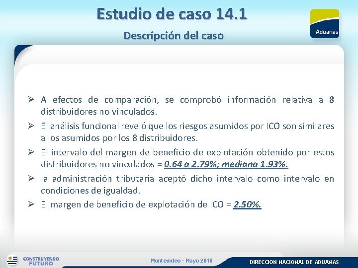 Estudio de caso 14. 1 Descripción del caso Ø A efectos de comparación, se