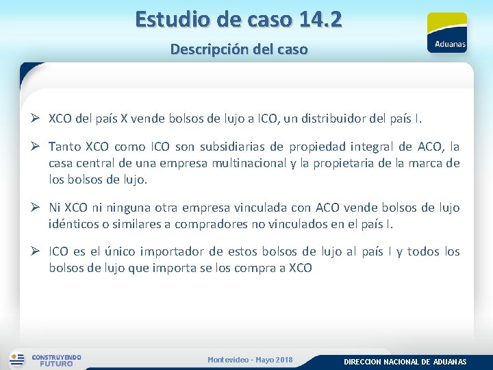 Estudio de caso 14. 2 Descripción del caso Ø XCO del país X vende