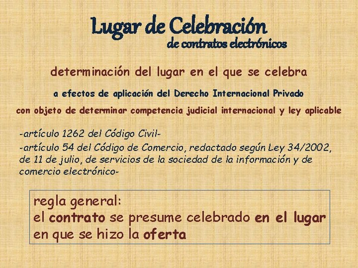 Lugar de Celebración de contratos electrónicos determinación del lugar en el que se celebra