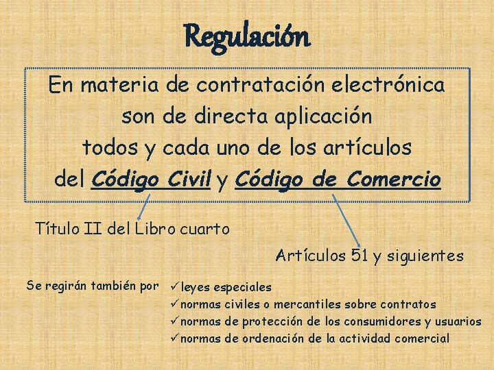 Regulación En materia de contratación electrónica son de directa aplicación todos y cada uno