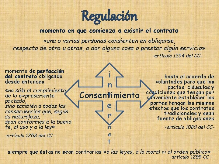 Regulación momento en que comienza a existir el contrato «una o varias personas consienten