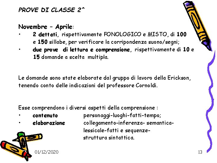 PROVE DI CLASSE 2^ Novembre – Aprile: • • 2 dettati, rispettivamente FONOLOGICO e