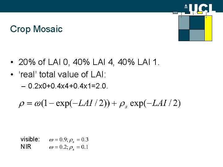 L A I 1 Crop Mosaic • 20% of LAI 0, 40% LAI 4,