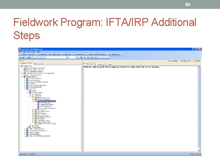 80 Fieldwork Program: IFTA/IRP Additional Steps 