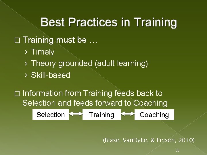 Best Practices in Training � Training must be … › Timely › Theory grounded