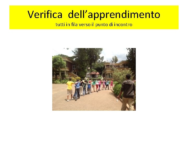 Verifica dell’apprendimento tutti in fila verso il punto di incontro 