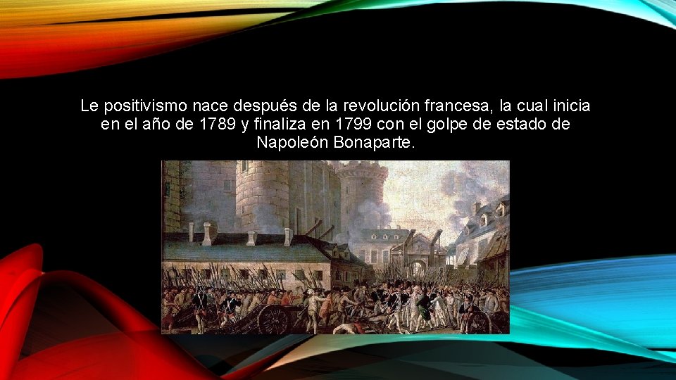 Le positivismo nace después de la revolución francesa, la cual inicia en el año