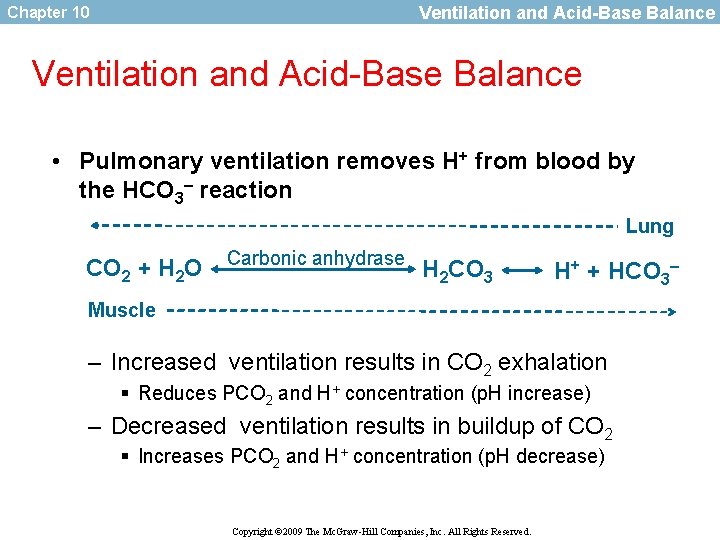 Ventilation and Acid-Base Balance Chapter 10 Ventilation and Acid-Base Balance • Pulmonary ventilation removes