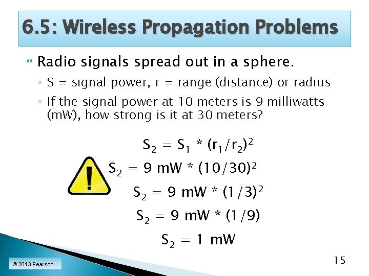 6. 5: Wireless Propagation Problems Radio signals spread out in a sphere. ◦ S