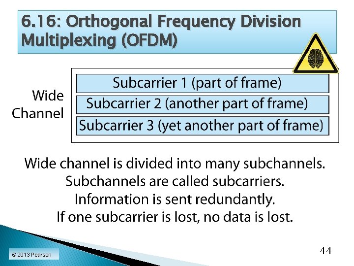 6. 16: Orthogonal Frequency Division Multiplexing (OFDM) © 2013 Pearson 44 