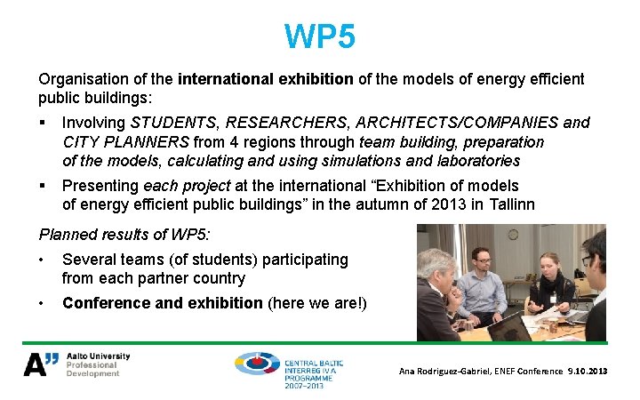 WP 5 Organisation of the international exhibition of the models of energy efficient public