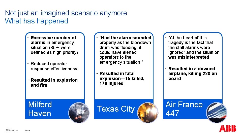 Not just an imagined scenario anymore What has happened • Excessive number of alarms