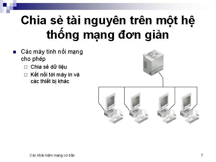 Chia sẻ tài nguyên trên một hệ thống mạng đơn giản n Các máy