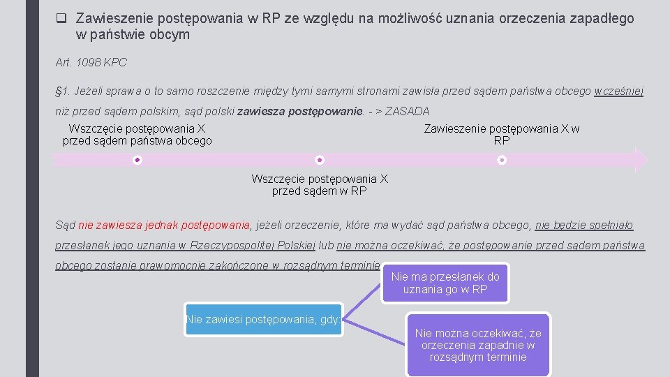 q Zawieszenie postępowania w RP ze względu na możliwość uznania orzeczenia zapadłego w państwie