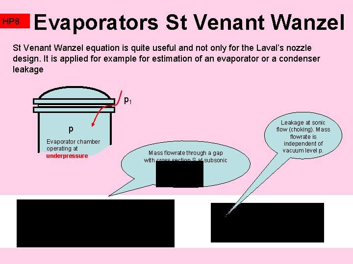 HP 8 Evaporators St Venant Wanzel equation is quite useful and not only for