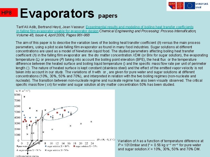 HP 8 Evaporators papers Tarif Ali Adib, Bertrand Heyd, Jean Vasseur: Experimental results and