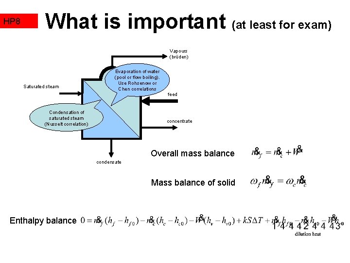 HP 8 What is important (at least for exam) Vapours (brüden) Saturated steam Evaporation