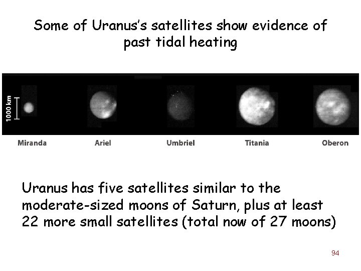 Some of Uranus’s satellites show evidence of past tidal heating Uranus has five satellites